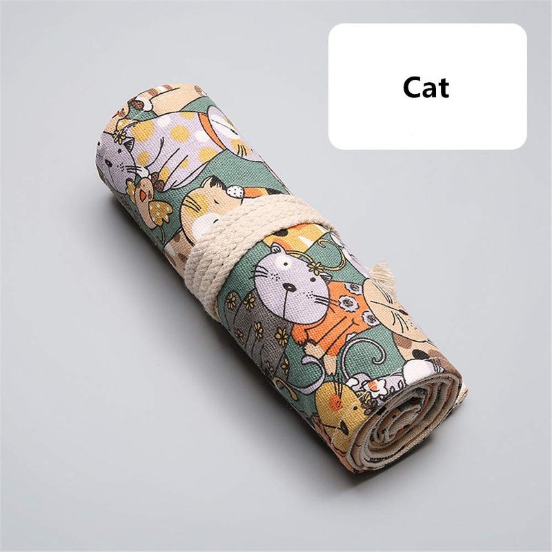 Funny live 36/48/72 Slots Colored Pencil Wrap Pencils Roll Holder Coloring Pencils Organizer Holder Colored Pen Paint Brush Storage Pouch Portable for Artist Student (Cat, 48 Slots) - Image 5